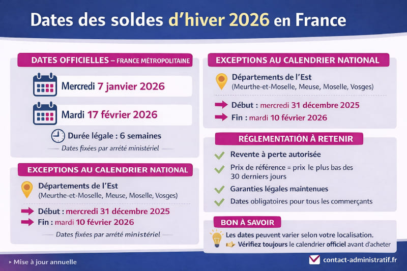 Dates des soldes d’hiver 2026 en France : calendrier officiel