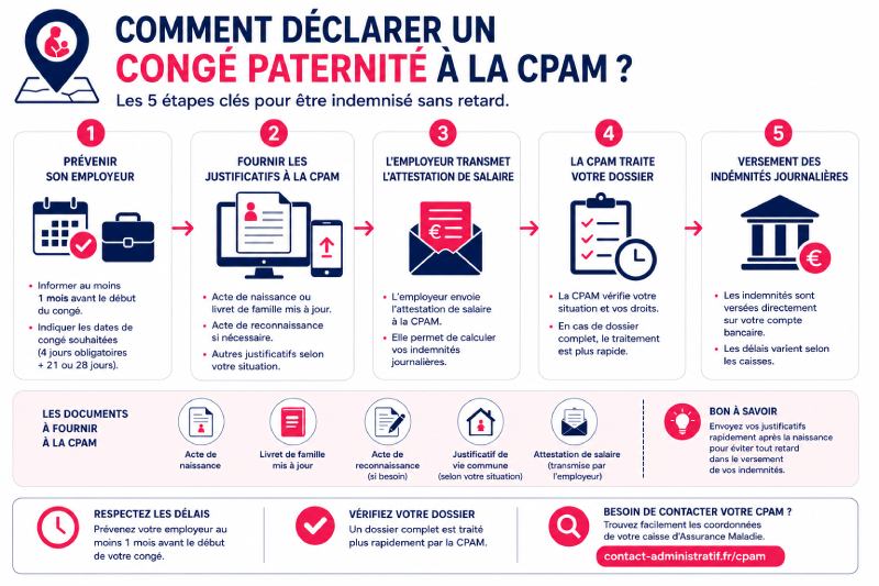 Comment faire sa déclaration de congé paternité à la CPAM ?
