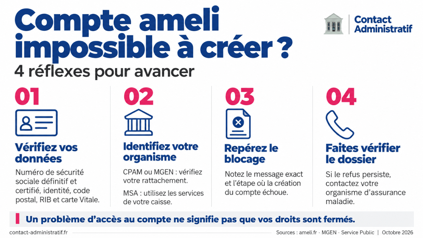 Impossible de créer un compte ameli : que faire selon le message affiché ?