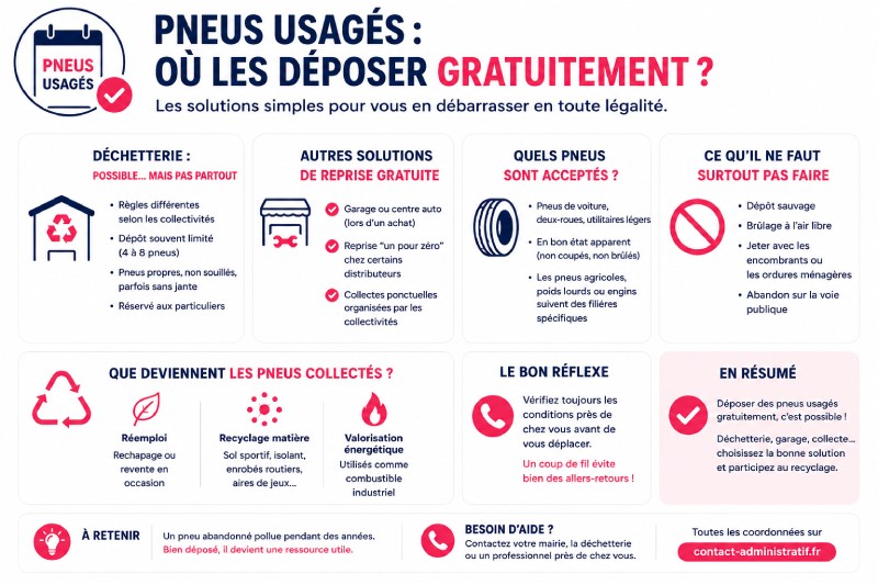 Déchetterie et pneus usagés : où les déposer gratuitement en 2026 ?